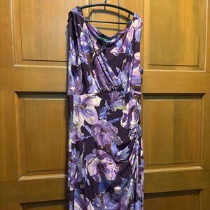 Lauren Ralph Lauren Purple Floral Sleeveless Dress Draped Skirt purple size 12P